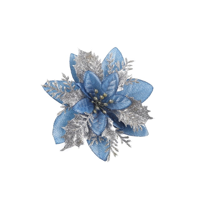 Wosthever Flor de Navidad Decoración Artificial Flores Cabezas Hotel Oficina Granja Chimenea Árbol de Navidad Adornos Cumpleaños Kits de decoración para fiestas Azul claro Wosthever HA065247-04