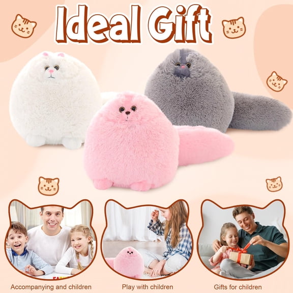 16 Inch Plush Cat Stuffed Figure, Stuffed Cat Plush, Cat Toys for Student, Kids' Plush Toys Pillows, Fluffy Pink Persian Cat Shaped Soft Cushion for Play and Rest