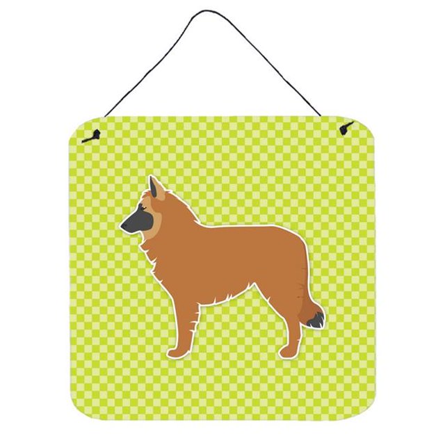 Belgian Shepherd Checkerboard Green Wall or Door Hanging Prints