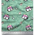 thumbnail image 1 of Soimoi Modal Satin Fabric Snowman & Penguin Kids Printed Fabric 1 Yard 42 Inch Wide, 1 of 3