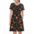 thumbnail image 1 of Balery Mexican Flower And Birds Vestidos sueltos de manga corta para mujer, vestidos de verano 2025, vestidos casuales de corte A con vuelo., 1 of 6