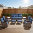 thumbnail image 2 of Jentlehouse Patio Sofa Set,Luxury 6'' Thick 3-Seat Sofa with Ottomans,High Back Outdoor Rattan Couch Set for Balcony Deck Porch, 2 of 11