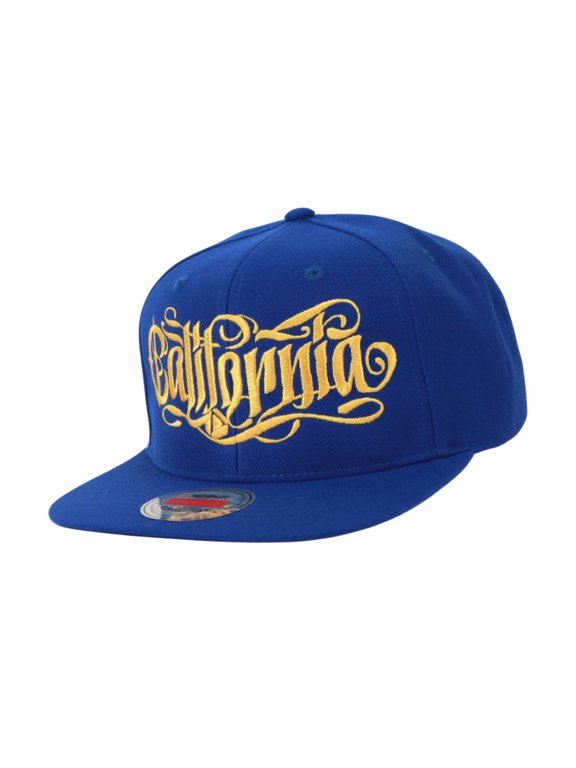 California Snapback Flat Brim Hat Hiphop Baseball Cap Embroidery Adjustable AL21572 (Blue)