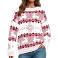 thumbnail image 2 of larppty Womens Ugly Christmas Crewneck Pullover Sweater Long Sleeve Knit 2025 Fall Winter Sweater Tops Holiday Outfits (Pink, S), 2 of 5