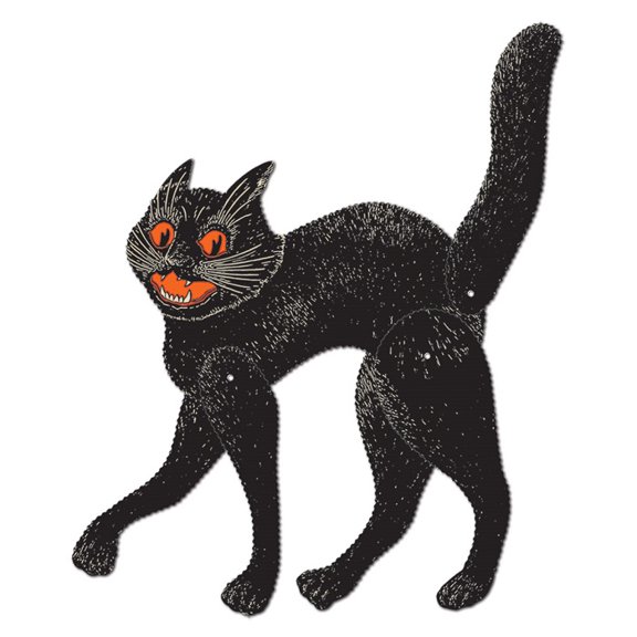 Club Pack of 12 Jointed Black Scratch Cat Halloween Decorations 20.5"