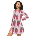thumbnail image 3 of FORMRS Womens Long Sleeve Nightgowns Crew Neck Sleep Shirt Soft Pajamas Sizes S-3XL, Cartoon Strawberry, 3 of 8