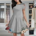 thumbnail image 2 of Floral Frame Gray Background Women's Classic Swing Skater Dress Casual Work Party Cocktail Dresses, 2 of 6