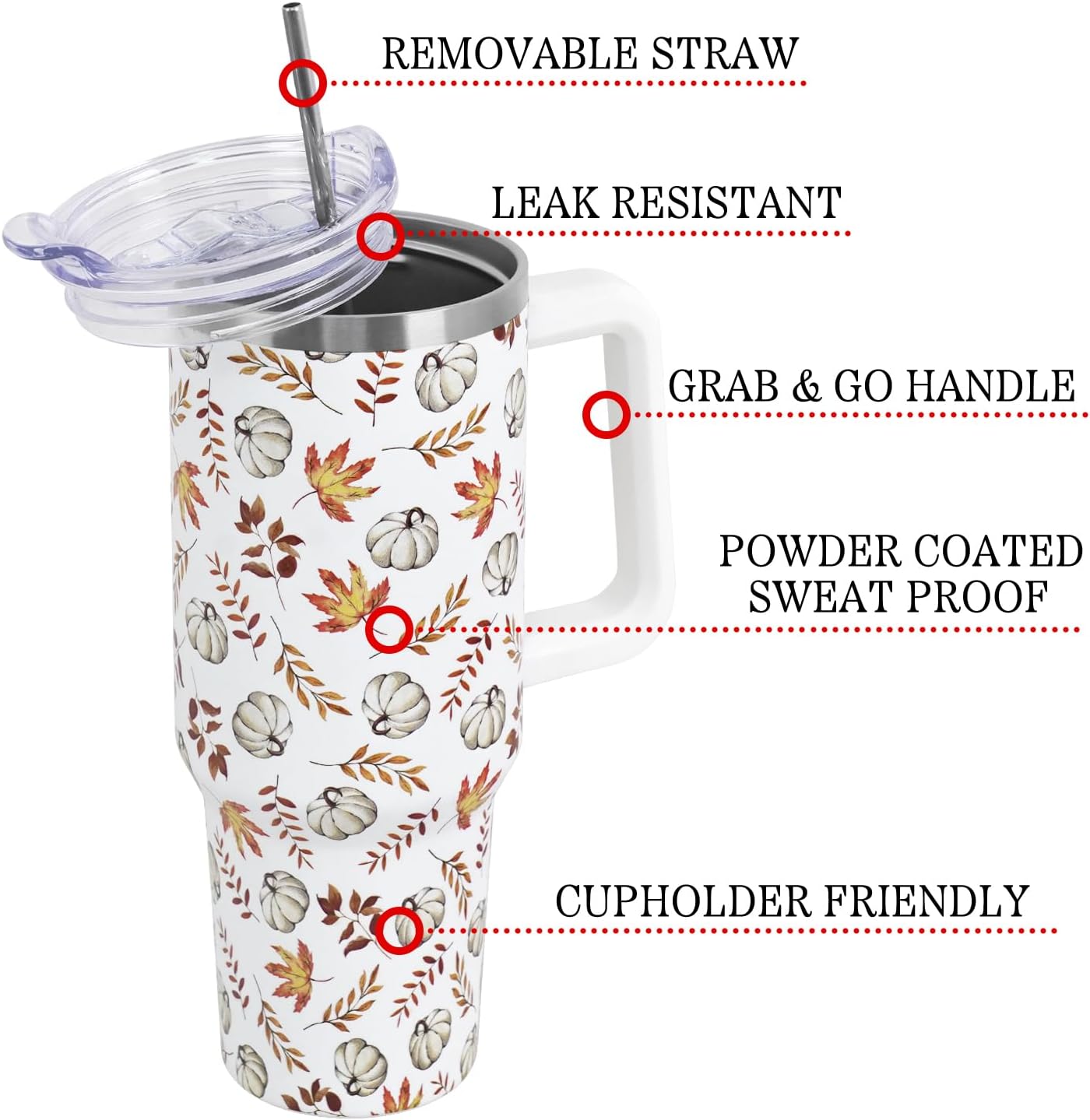 Christmas Tumbler with Handle and Straw Lid 40 oz,Cute Christmas Gifts for Women Xmas Lights Snowflakes Vacuum Insulated Leak Proof Tumbler,Winter Holiday Accessories Stainless Steel Coffee Cup Mug