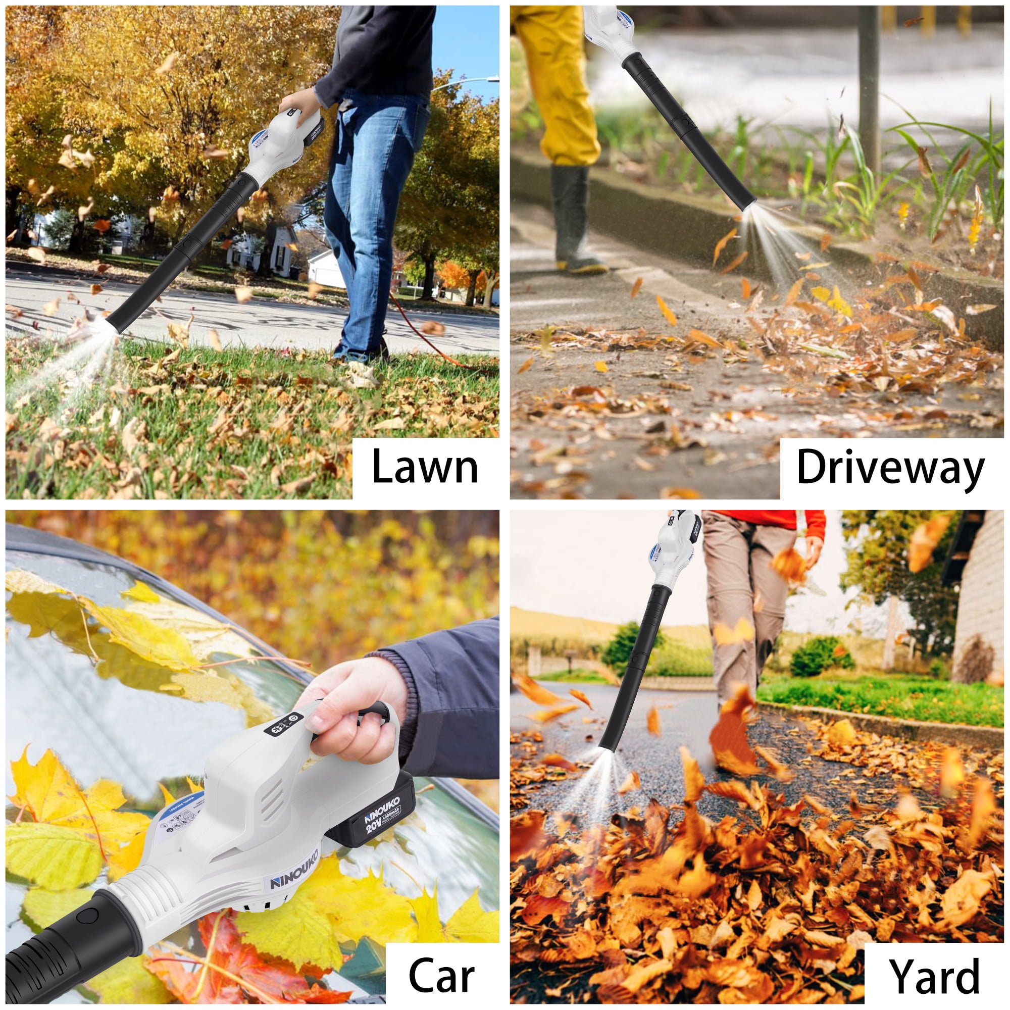 Ninouko 20V Cordless Leaf Blower 150MPH with 4.0Ah Battery and Charger for Lawn Care, Garage, Snow