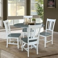 thumbnail image 2 of 42" Solid Wood Dual Drop Leaf Pedestal Dining Table with 4 Splat Back Chairs in White/Heather Gray by International Concepts, 2 of 5