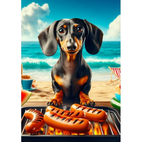 Dachshund Black/Tan Smooth - Best of Breed DCR Summer Garden Flag 12" x 17"