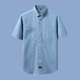 thumbnail image 2 of Rggeeun Men's Shirts Male Summer Lapel Pocket Solid Color Washed Denim Short Sleeve Shirt Lightweight Fashion Leisure Tops, 2 of 4