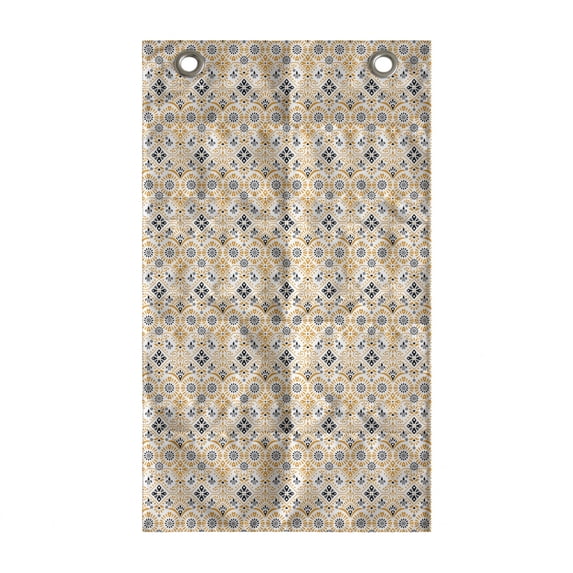 Ethnic Hanging Pocket Organizer, Traditional Portuguese Mosaic Art Azulejo Tiles in Moroccan Effects, Printed Polyester Storage Bag with Pockets, 21" x 31", Apricot and Charcoal Grey
