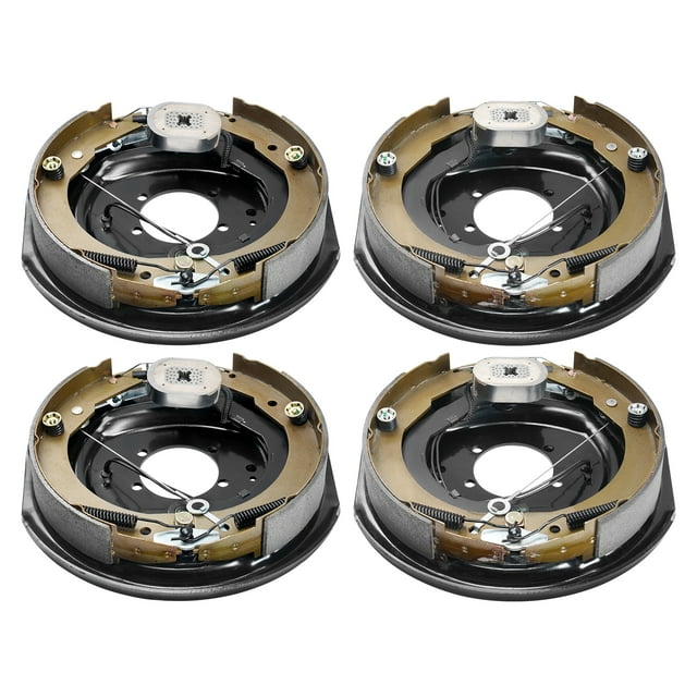 KFFKFF Electrical Towing Brake Assembly, Dimensions 12" x 2", Set of 2 Pairs Auto-Regulating Brake Kits Suitable for 7000 lbs Axle, 5-Point Installation, Support Plates