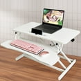 thumbnail image 6 of Stand Up Desk Riser 32 Inch, Height Adjustable Laptop Sit Stand Desk Riser Laptop Workstation for Table Tops and Home Office with Keyboard Tray, White, 6 of 9