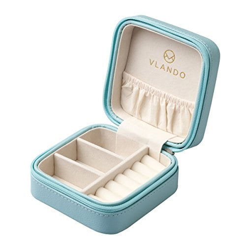 Vlando Vlando Small Travel Jewelry Box Organizer Display Case for