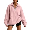 thumbnail image 2 of Horkkom Sweatshirt for Women Long Sleeve Quarter Zip Pullover Sweatshirt Casual Loose Oversized Sweatshirt with Pocket M, 2 of 9