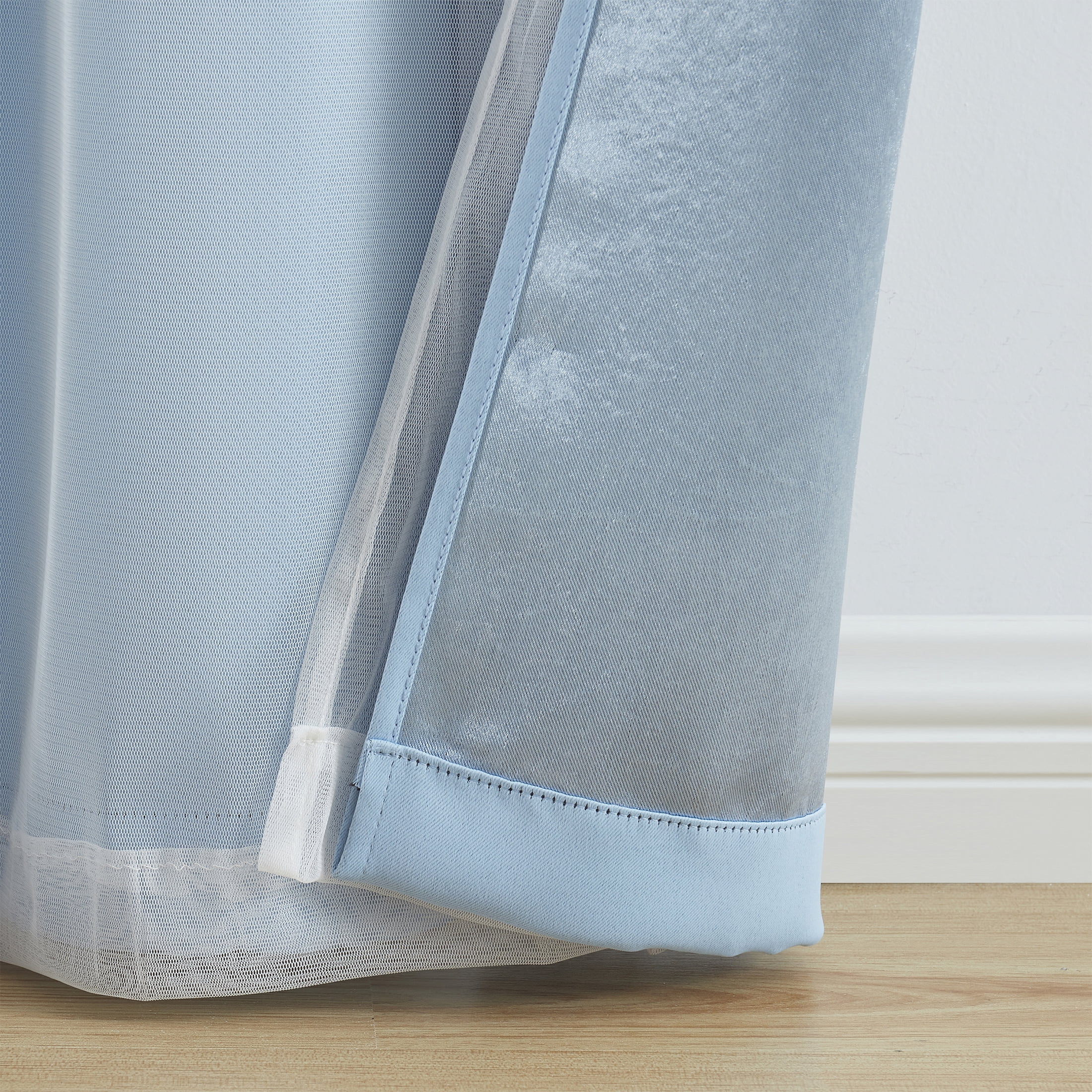 Your Zone Blackout Curtain Panel with Sheer Overlay, 1 Panel, Blue, 37" W x 95" L