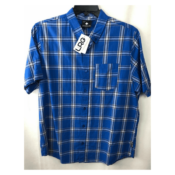 LRG Lifted Research Group Shirt  Plaid 100% Cotton, Blue 2XLT