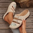 thumbnail image 6 of Wovix House Slipper For Women Retro Closed Toe Double Strap Shoes Arch Support Wedge Dress Shoes Indoor Outdoor Shoes, 6 of 9