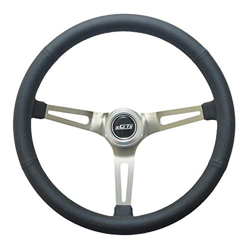 GT Performance Steering Wheel Retro Leather Stainless Spokes GT Performance Steering Wheel Retro Leather Stainless Spokes