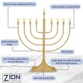 thumbnail image 7 of Extra Large 23" Display Electric Menorah Satin Gold with Flame Shaped Bulbs Traditional U-Shape USB Electronic LED Hanukkah Minorah with 10 Screw-in Frosted Bulbs Chanukah Decorations By Zion Judaica, 7 of 7