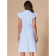 thumbnail image 3 of DARING DIVA Striped Shirt Casual Office Button Down Midi Dress S Blue, 3 of 6
