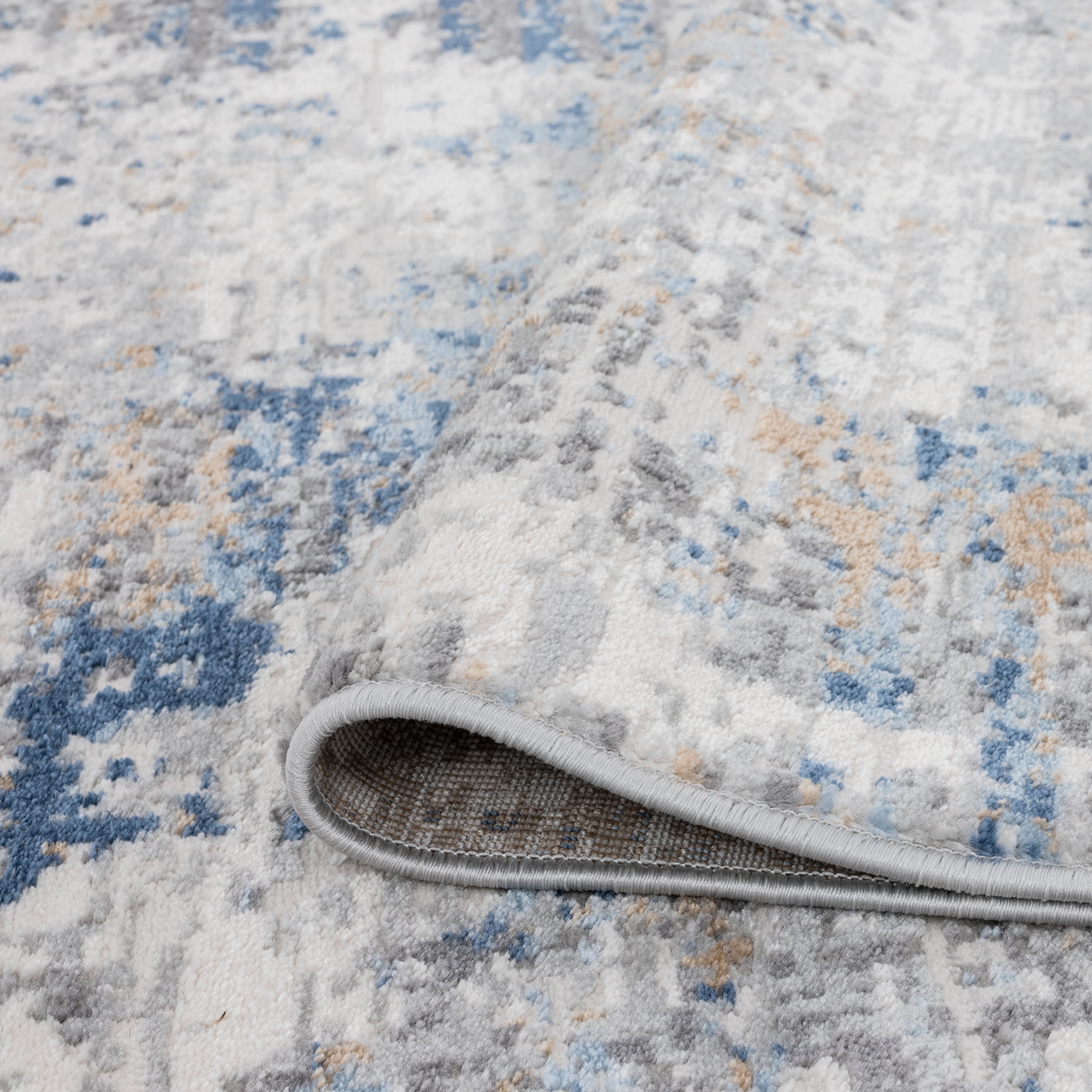 Yardley Distressed Contemporary Abstract Indigo, Gray Indoor Area Rug, 8' x 10'