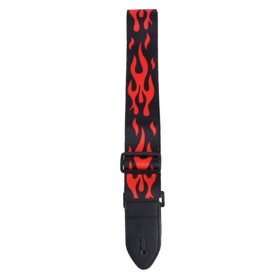 GOOHOCHY Guitar Strap with Leather End for Acoustic Electric Bass Guitar 2pcs Flame