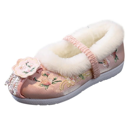 

nsendm Female Shoes Big Kid Rein Boots Kids Ancient Hanfu Shoes Children Baby Cloth Shoes New Year Clothing Shoes Big Kid Pink 2