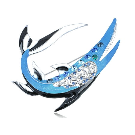 - Swarovski Crystal Elements Enamel Handpainted Tiger Shark Fashion Pin Brooch