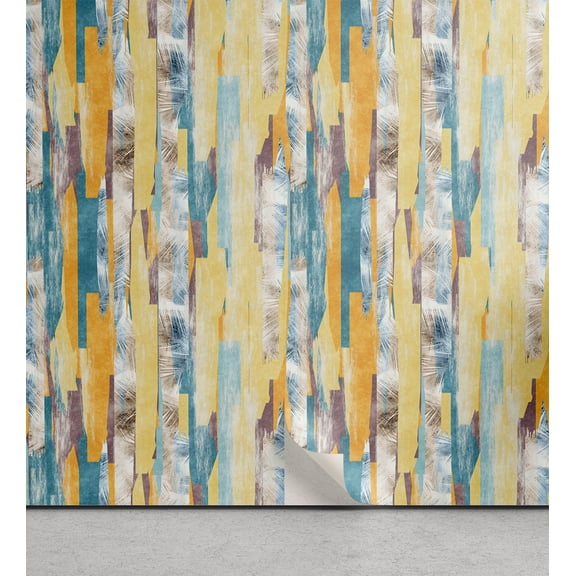 Ambesonne Abstract Peel & Stick Wallpaper for Home, Tropical Leaf Silhouettes, 13"x100", Petrol Blue Multicolor