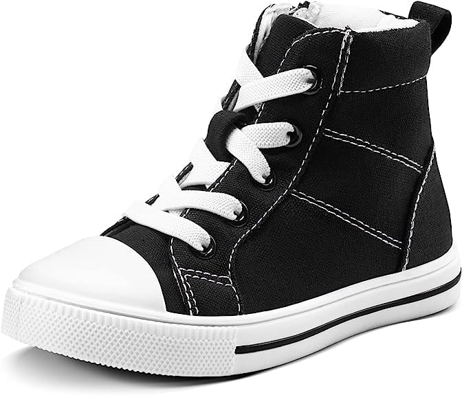 K KomForme Kids Canvas Sneakers Black HighTop Walking Shoes Zipper 11M