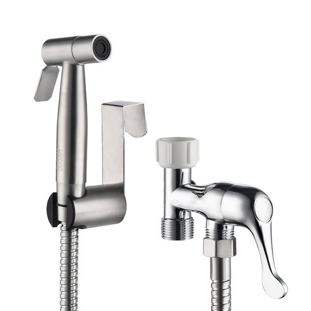 Ensemble de Pulvérisateur Bidet à Main en Acier Inoxydable, Kit d'Accessoires de Fixation de Bidet, Monté au Mur /monté dans le Réservoir de Toilette, Douche Musulmane pour Auto-Nettoyage, Or