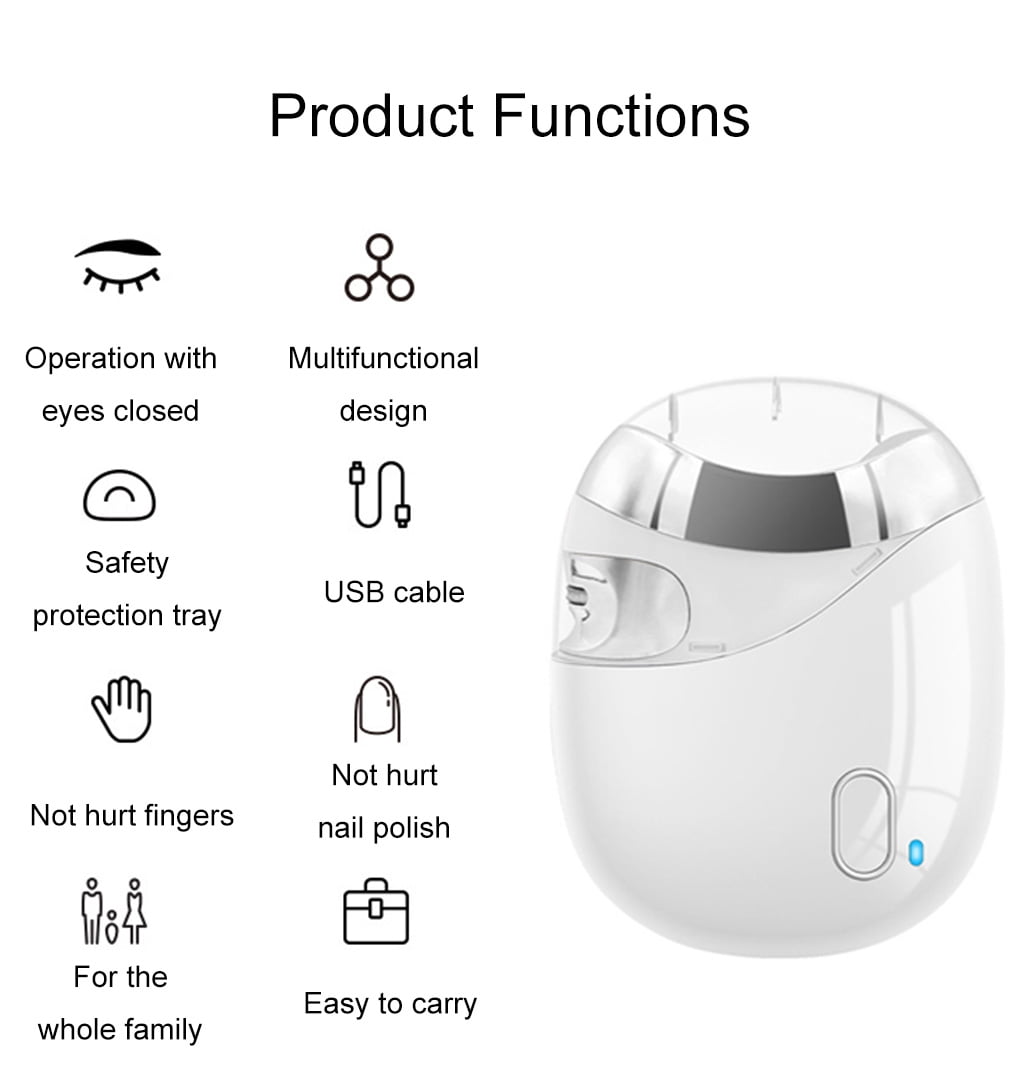 Automatic Nail Clipper Stainless Steel Blade with Easy to Carry Portable Safe Curved Protection Design Save Time and Energy Shearing Grinding Fingers Toes for Children Babies Seniors