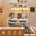 thumbnail image 3 of Bakers Rack with Power Outlet, 6-Tier Coffee Bar, Microwave Stand with Wine Rack, LED Lights and 10 Hooks, Bakers Racks for Kitchens with Storage, White, 3 of 8