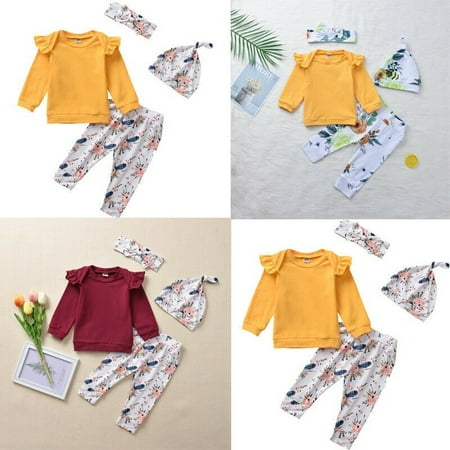 

Newborn Infant Princess Baby Girls Outfits Clothes T-shirt Tops+Floral Leggings