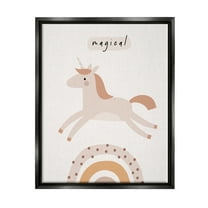 Stupell Industries Magical Unicorn & Rainbow Fairy Tales & Fantasy Painting Black Floater Framed Art Print Wall Art, 25 x 31