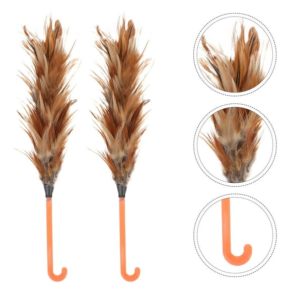 Soimiss 2Pcs Household Chicken Plume Duster for Home Dust Cleaning with Hook Handle Assorted Color