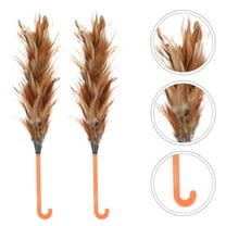 Soimiss 2Pcs Household Chicken Plume Duster for Home Dust Cleaning with Hook Handle Assorted Color