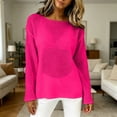 thumbnail image 3 of QASIEATN Women's Mesh Long Sleeve Tops Boat Neck See Through Lightweight Sweater Crochet Knit Tops Fall Fashion Outfits for Women, 3 of 5