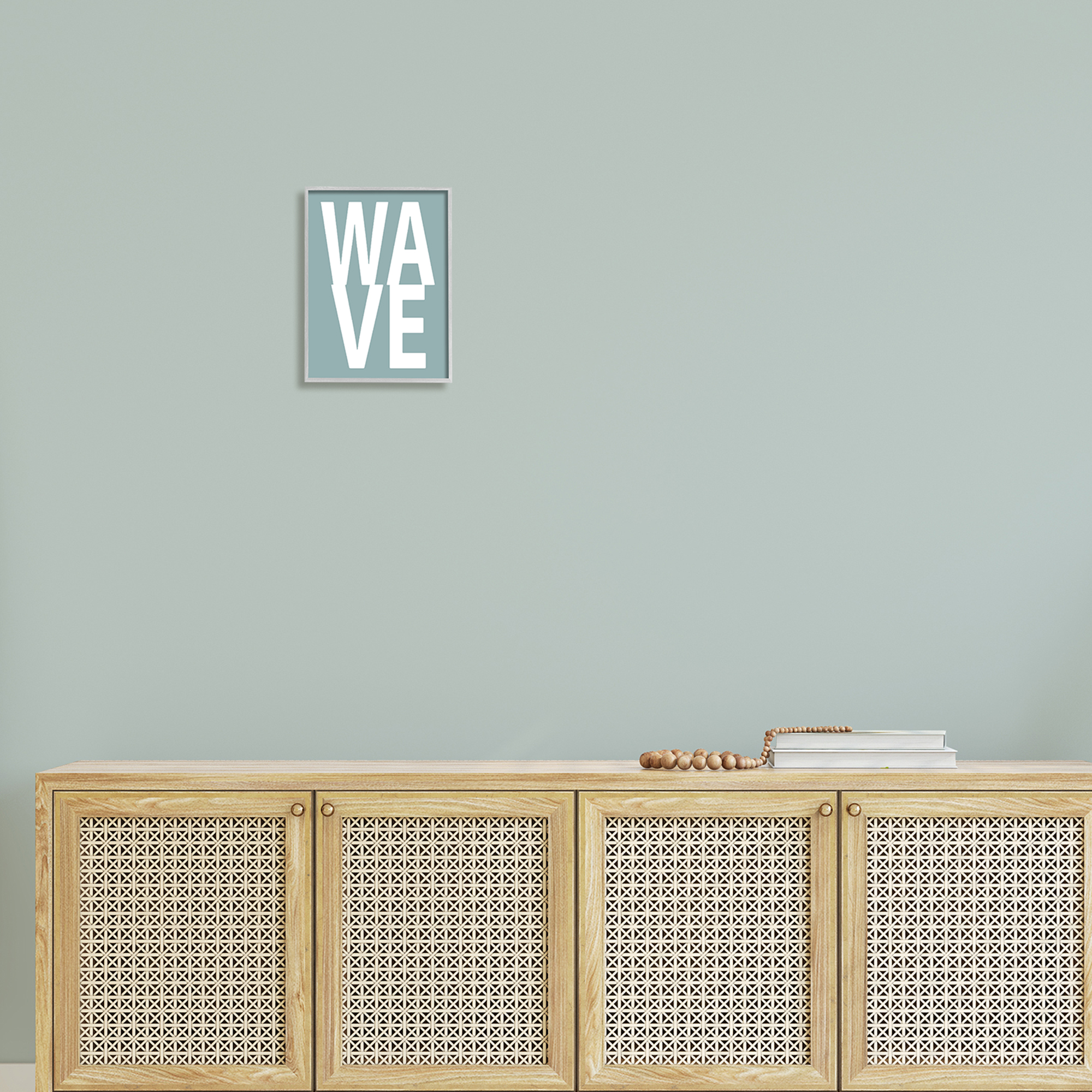 Stupell Wave Turquoise Summer Typography Landscape Painting Gray Framed Art Print Wall Art