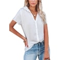 thumbnail image 1 of Blusa de mujer Camisas de cuello en V Blusas elegantes de manga larga Camisa de gasa, 1 of 6