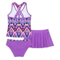 thumbnail image 2 of MSemis Kids Girls Summer 3Pcs Swimwear CrissCross Tank Top and Bottom Skirts, 2 of 7