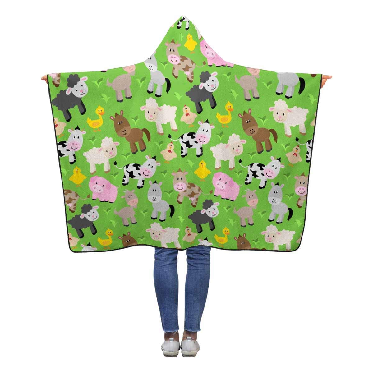 HATIART Farm Barnyard Wearable Hooded Blanket 50x60 inches Kids Girls