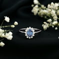 thumbnail image 6 of Rosec Jewels Oval Created Blue Sapphire Ring with Diamond Halo, Princess Diana Inspired Ring, 925 Sterling Silver, US 10.00, 6 of 9