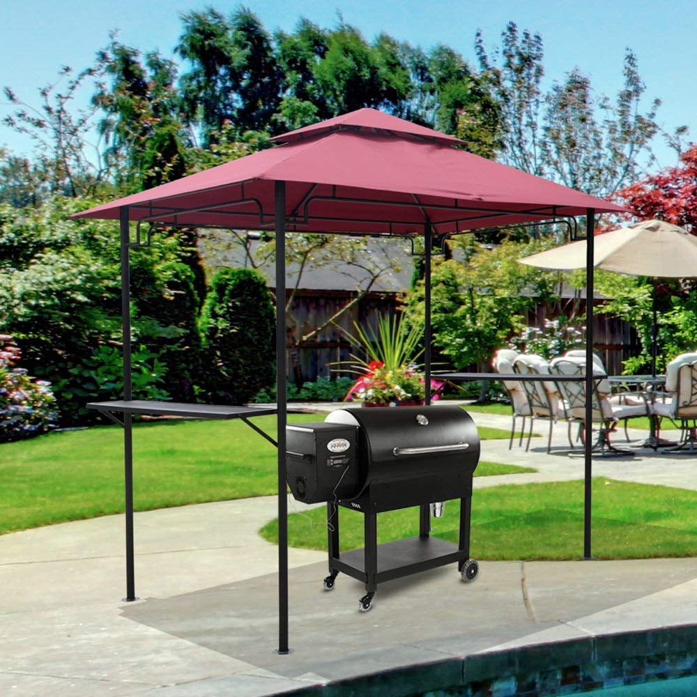 COBANA Grill Gazebo 8’by 5’Outdoor Patio Backyard BBQ Grill Shelter Double Tiered Soft Canopy