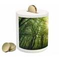 thumbnail image 2 of Forest Piggy Bank, Summer Trees Upward View with Sunrays Leaking from Branches Nature Image, Ceramic Coin Bank Money Box for Cash Saving, 3.6" X 3.2", Fern Green Yellow, by Ambesonne, 2 of 4