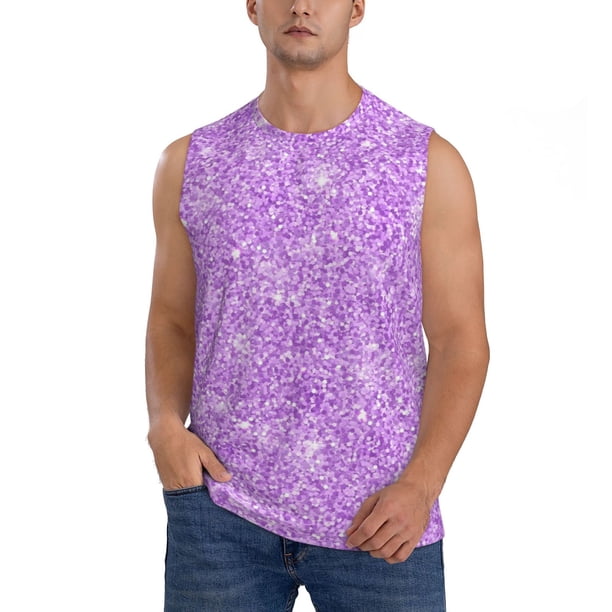 Fotbe Lilac Glittering Men's Camiseta sin Mangas Estampada para Hombres, Playera Casual para Gimnasio, Entrenamiento, Playa-XX-Large