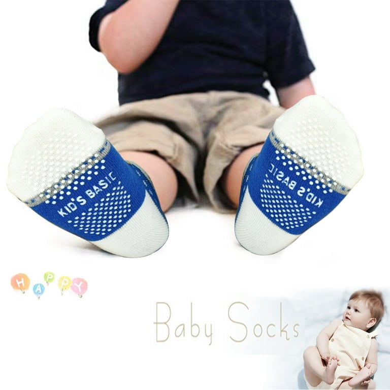 Toddler Socks Baby Boy Infants Socks 12 Pairs Non Skid Slipper Kid Socks  with Grips for 5-7 Years Old Children
